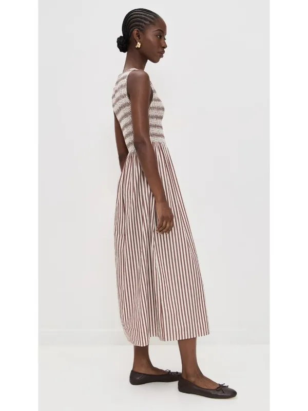 NWT Hill House Cosima Nap in Rust Stripe Cotton Smocked Dress M - Image 3