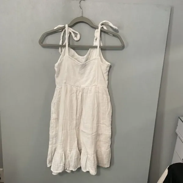 Old Navy Womens Cami Dress White Cotton Gauze Tie Shoulder Smocked Medium - Image 2