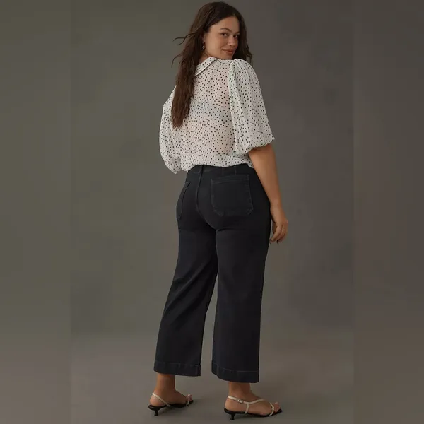 Anthropologie Maeve The Colette High Rise Crop Wide Leg Jeans Patch Pocket - Image 2