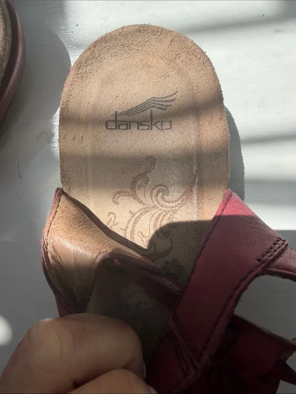 Dansko Red Leather Adjustable Strap Sandals - Image 4