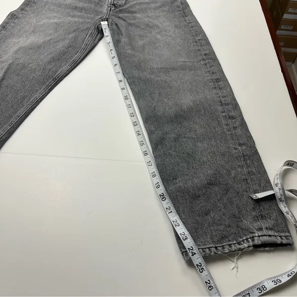 Agolde 90’s Crop Faded Black Trip Dark Grey Gray High Rise‎ Loose 24 Denim Jean - Image 7