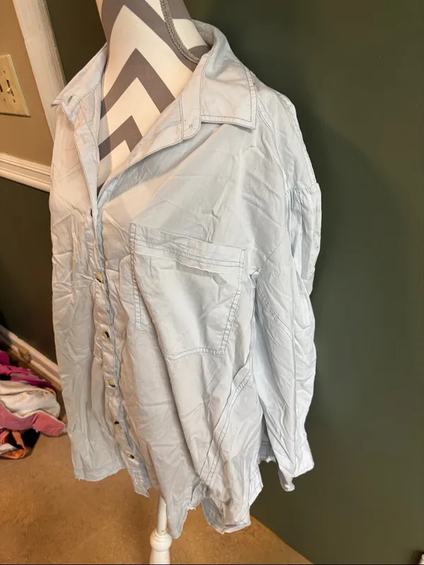 We The Free Light Blue Button-Down Shirt - Image 2