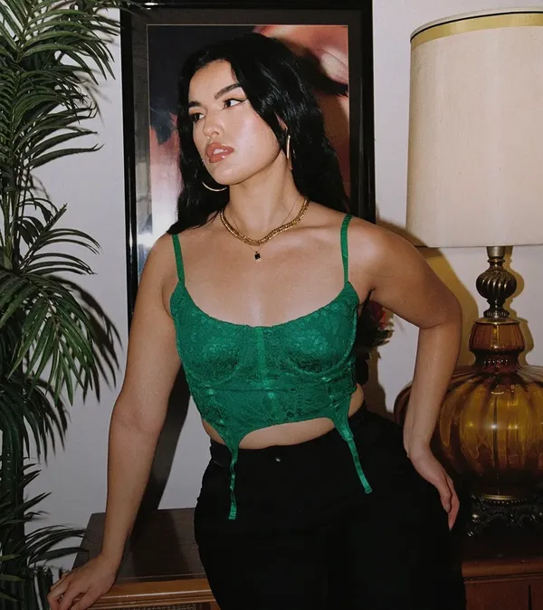 Princess Polly NWT Emmanuel Lacy Corset Top Green Adjustable Straps - Image 2