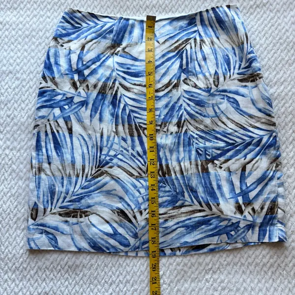 Tommy Bahama Monako Linen Leaf Mini Skirt 2 Blue Resort Coastal European Summer - Image 5