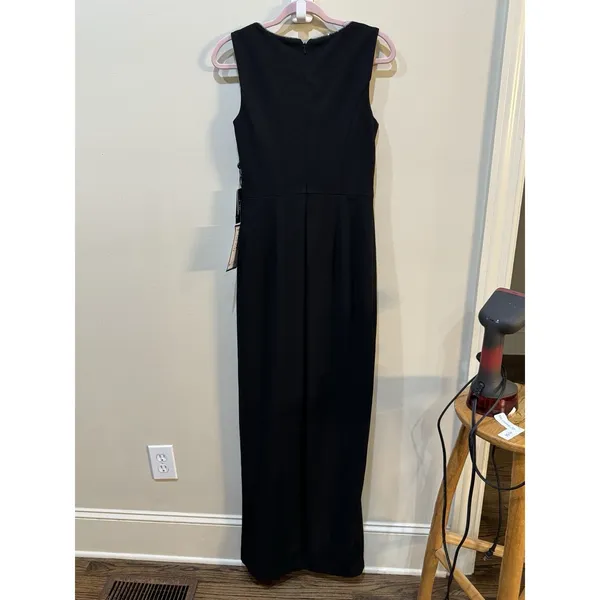 Adrianna Papell Women's Ruffled Gown Size 4 Black Ruffle‎ Asymmetrical Neckline - Image 6