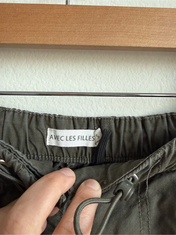 Avec Les Filles Olive Green Drawcord Cargo Pants Women's Small 100% Cotton - Image 6