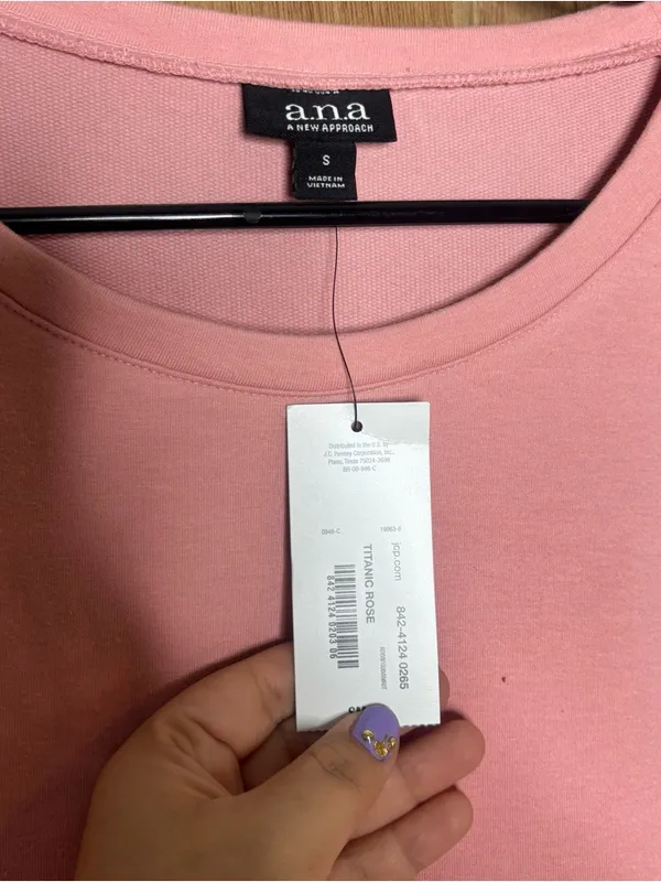 a.n.a women’s Light Pink Bubble Sleeve Crewneck Sweatshirt size S - Image 2