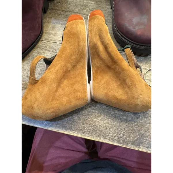 Jeffrey Campbell colorblock suede T-strap wedge shoes Retro Size 6 - Image 6