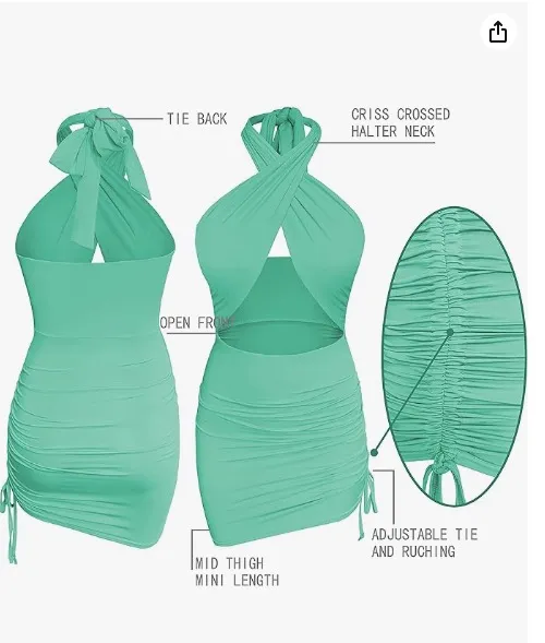 Amazon Blue Green Wrap Dress - Image 4
