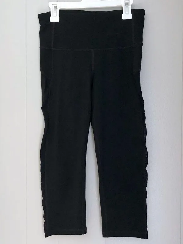 Gap GapFit Women's XS GFast Black High Waist Mesh Capri Leggings Crop - Image 6