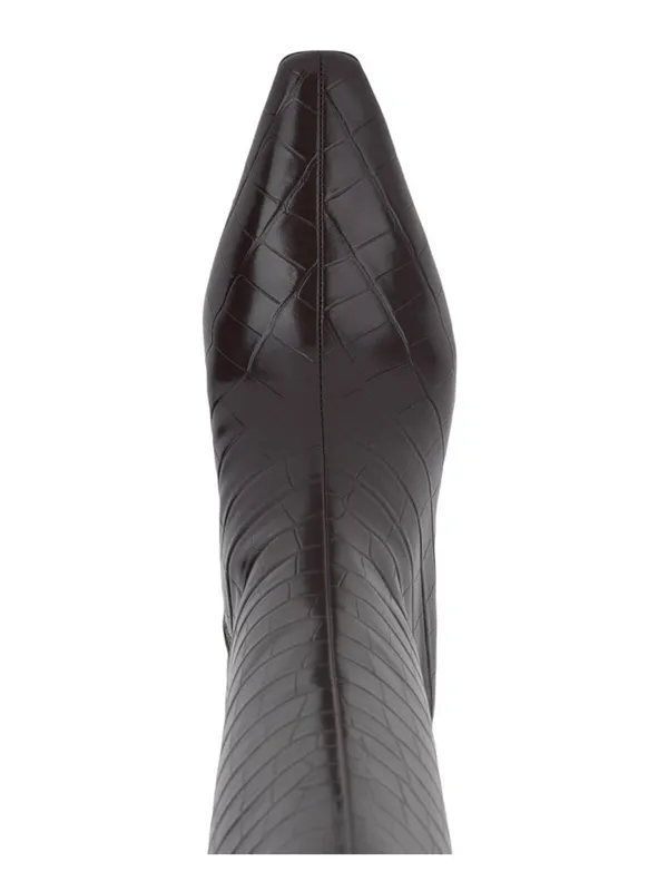 NWT INC International Concepts Knee-High Boots with Kitten Heel Brown Croc 7.5M - Image 4