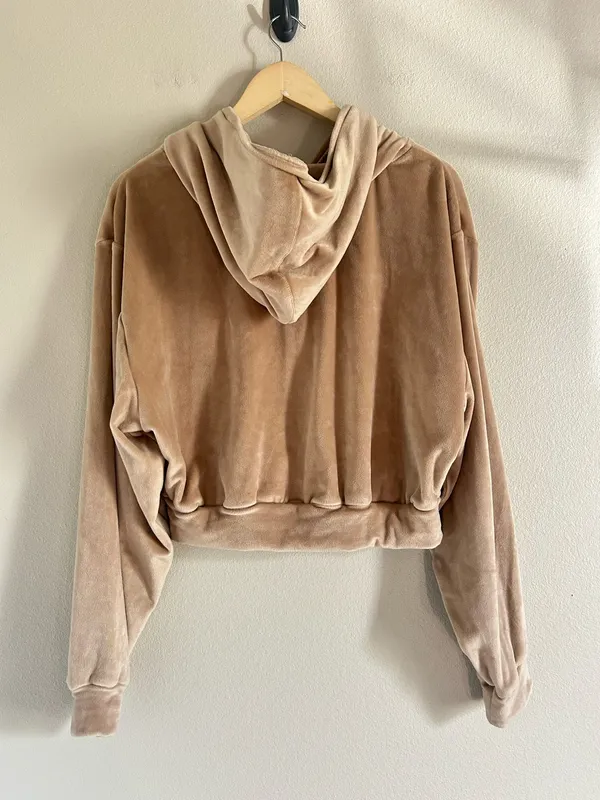 SKIMS Cropped Zip-Up Velour Hoodie Size xl - Image 2