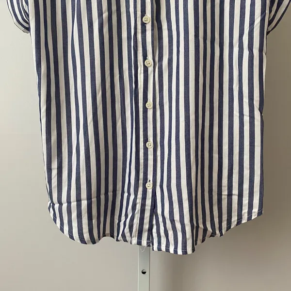 Alexander Jordan Relaxed Coastal Clean Office Siren Striped Button Top S Blue - Image 3