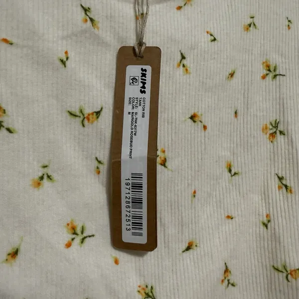 Skims NWT Cotton Crop Rib Tank in Marigold Rosebud Print Size Medium - Image 3
