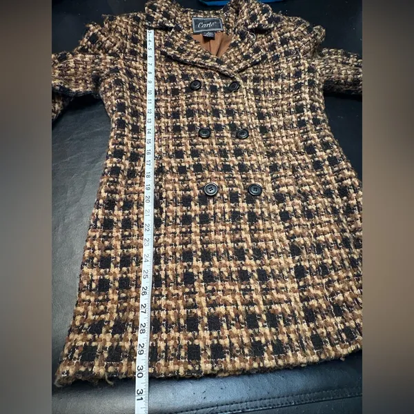 Carte double breasted wool blend coat. Size M Black Size M - Image 8