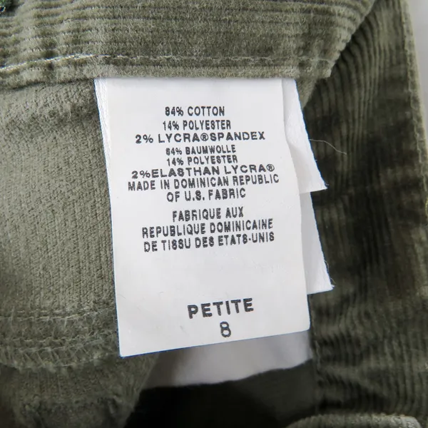 90s Vintage Eddie Bauer Olive Green Velvet Corduroy Straight Leg Pants 8P 30" - Image 7