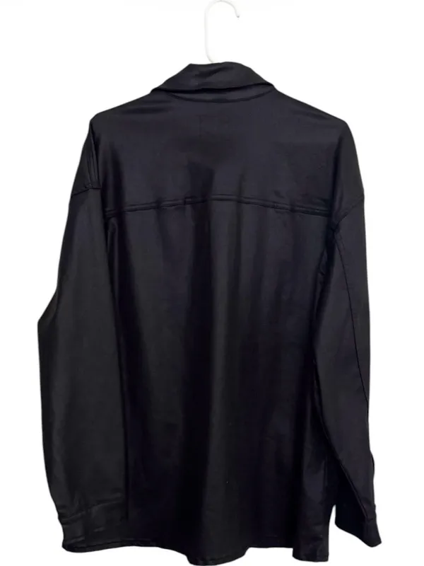 HIDDEN Los Angeles Abbey Coated Oversized Black Shirt Jacket Size Large - Image 3