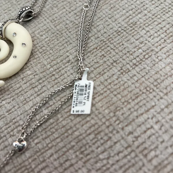 Brighton New Cream Spiral Long Necklace with Heart Tin - Image 5