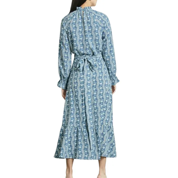 Hill House The Mirabel Skirt Trailing Vine Blue Linear Floral Poly Crepe XL New - Image 15