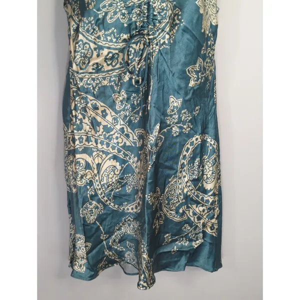 Zara Blue & White Satin Effect Paisley Mini Slip Dress Womens XS Y2K Retro‎ - Image 5