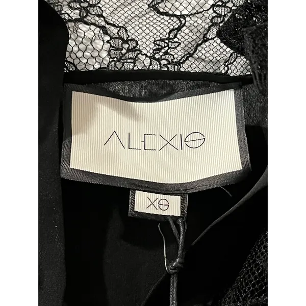 NEW‎ ALEXIS Black Lace Ruffle Long Sleeve Button Down Blouse Top XS - Image 3