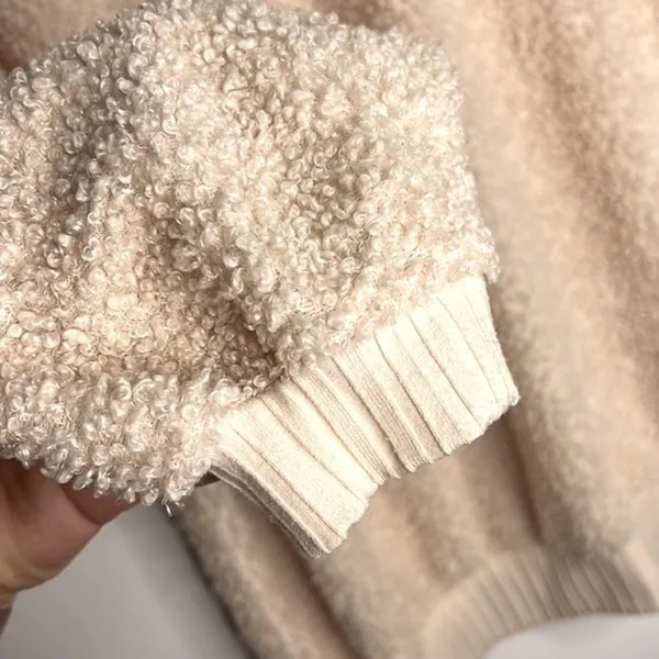 Porridge Sherpa Balloon Sleeve Crewneck Sweater Sweatshirt - Image 6