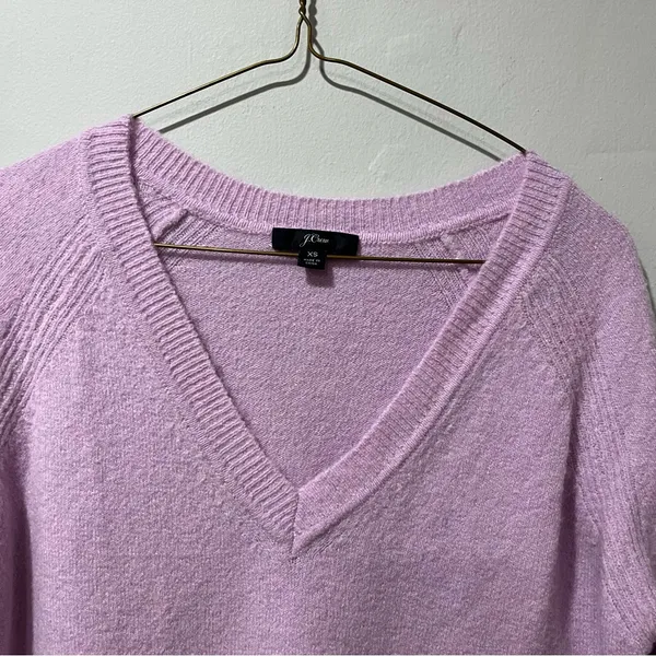 J. Crew Merino V-Neck Tunic Long Sleeve Sweater Lilac‎ XS Light Weight - Image 4