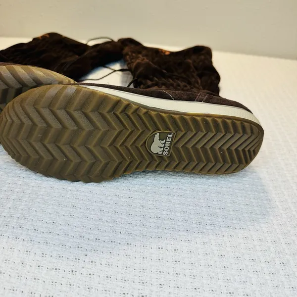 Ladies Sorel Firenzy Tall Wool Lined Winter Boots 8 Brown Suede Flats Shoes Snow - Image 5