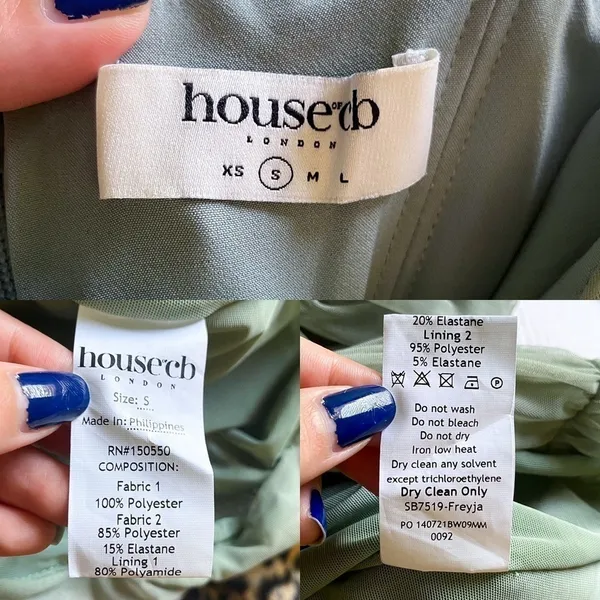 House Of CB Dress Freyja Gathered Corset Ruched Satin Mesh Knee Green‎ Small EUC - Image 6
