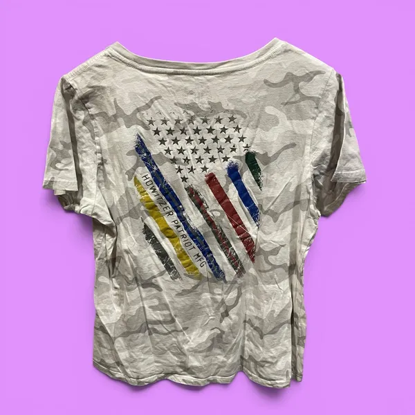 Cute camo v-neck classic stretchy t-shirt Howitzer Patriot Mfg. USA Merica - Image 2