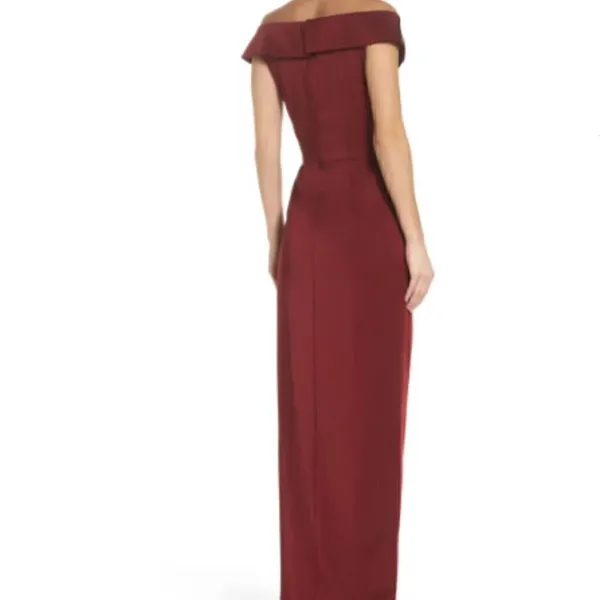La Femme Surplice Off the Shoulder Column‎ Gown - Image 5