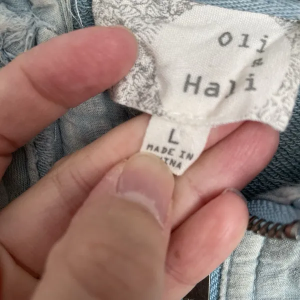 Oli & Hali Size L Acid Wash Light Cargo Patch Hoodie Jacket Boho - Image 6