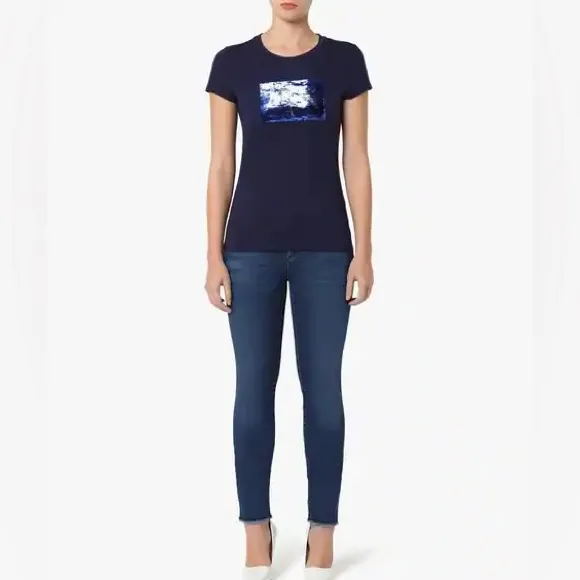 Women’s Armani Exchange tshirt with blue sequins nwt small - Image 5