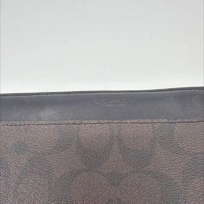 Coach Accordion Zip Brown/Black Signature Coated Canvas Wallet - Image 2