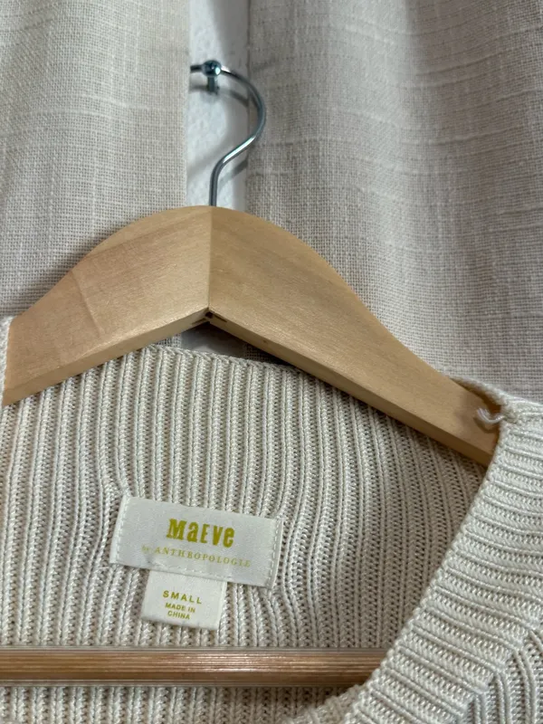 Maeve Cream and Black Striped mock neck Sleeveless Knit Vest - Image 2