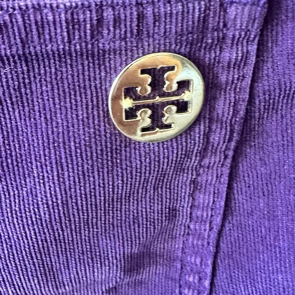 Tory Burch Purple Corduroy Pants with‎ Gold Embellishment Skinny Size 29 - Image 5