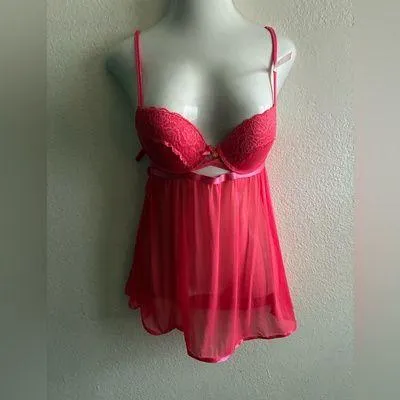 🆕 Daisy Fuentes Sexy Rose Lingerie Babydoll S🆕 - Image 2