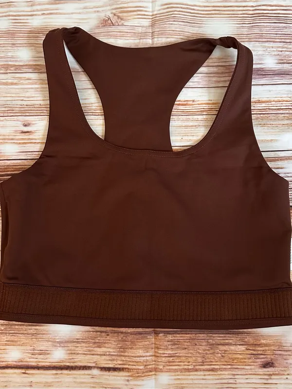 Girlfriend Collective Cafe Brown Paloma Racerback Sports Bra Style 1002 Sz M - Image 13