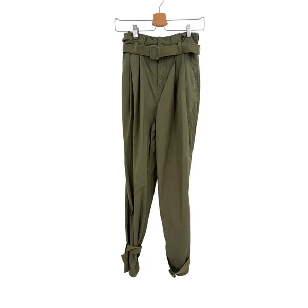 L'Academie The Virgil Pant Olive Green Paperbag Belted Utility Pants Size XS - Image 3