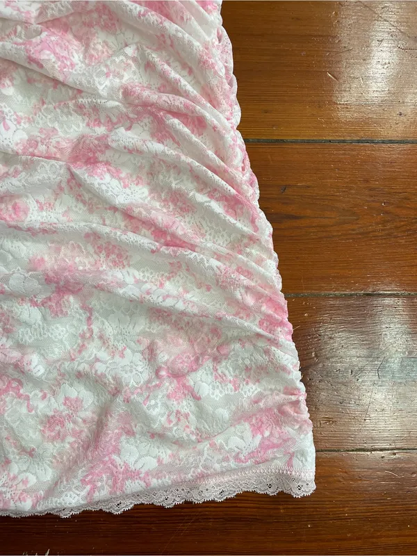 LoveShackFancy X Victorias Secret Charlamagne Pink Ruched Lace Dress Sz XS💛🎀 - Image 13