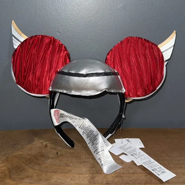 Disney Marvel Mighty Thor Mickey ears silver red gold winged helmet headband NEW - Image 4