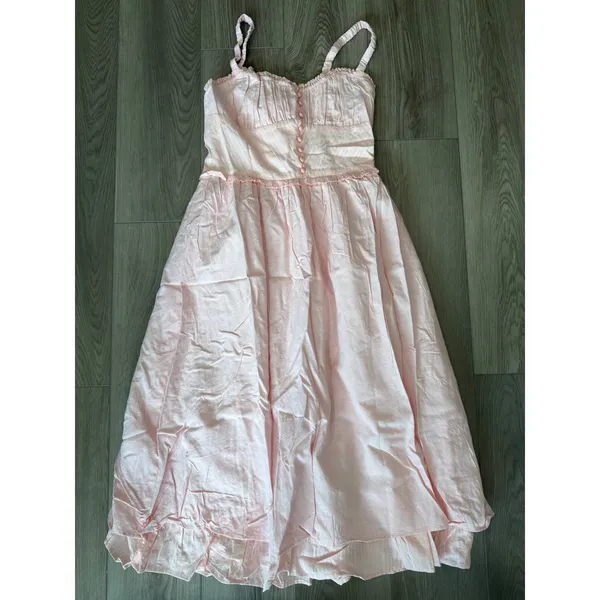 Commense Coastal Cowgirl Ruffle Hem Milk Maid Midi Dress L Baby Pink NWT - Image 2