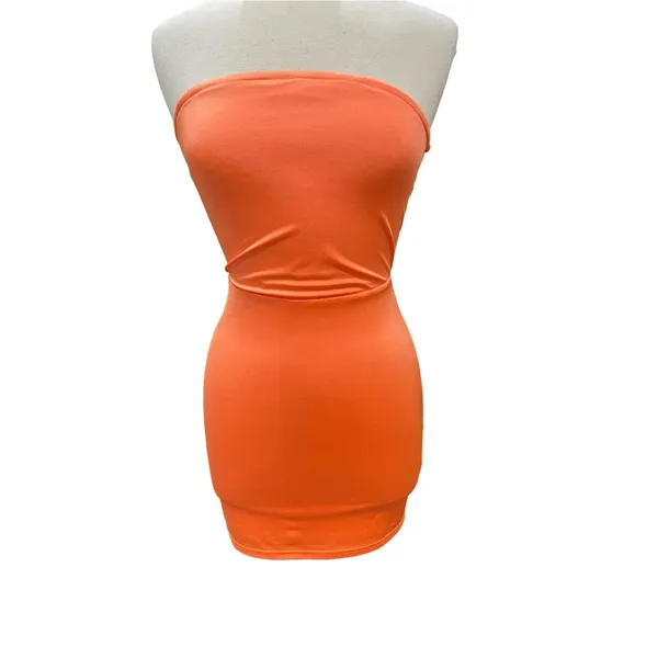 Revolve Superdown stretch Strapless Tube Dress XXS Strappy Open Back Orange NWT - Image 6