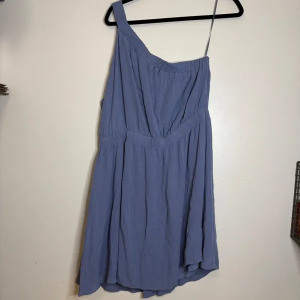 Abercrombie & Fitch Womens One‎ Shoulder Mini Dress Dusty Blue Viscose Size L - Image 2