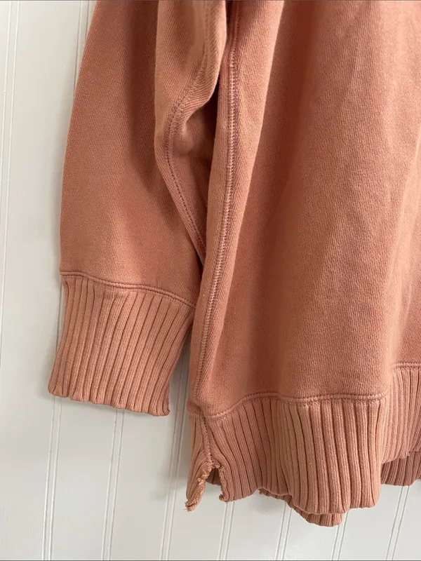 AERIE Relaxed Boyfriend Distressed V-Neck Sweatshirt Burnt Coral Size S - Image 6