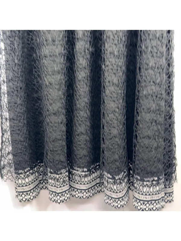 Lapis Women’s Black Crochet Lace Maxi Skirt Size M Boho Tiered - Image 4