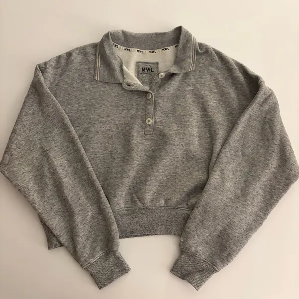 Madewell Heather Gray Cropped Polo Sweatshirt - Image 2