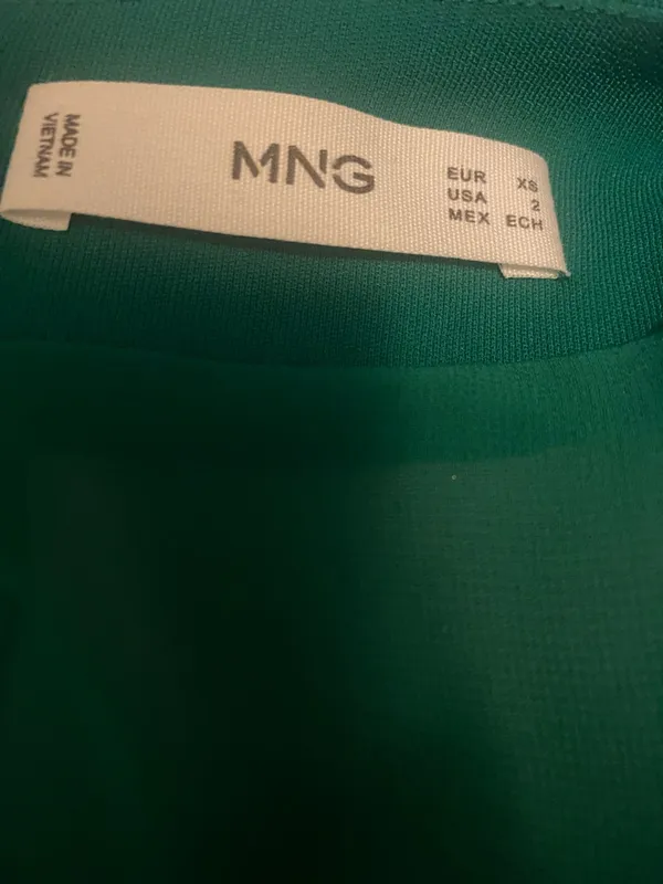 MNG Women's Green Long-Sleeve Square-Neck Dress. XS - Image 3