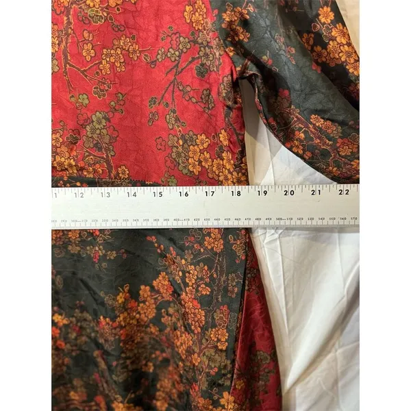 NWT Ania A VTG Floral Artsy Boho Patchwork Button Asymmetrical Red Light Jacket Size L - Image 6