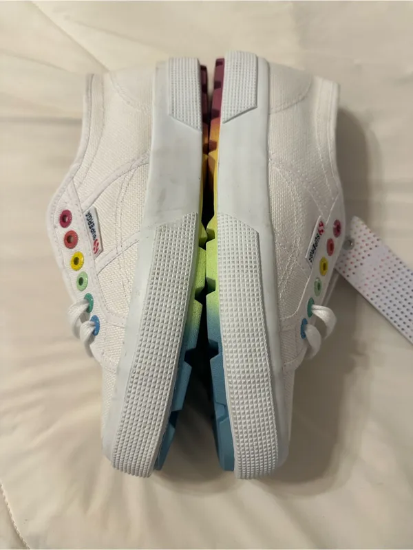 Superga Tank Multi Color Canvas Sneakers with Rainbow Eyelets - NWT - Size 8 - Image 8
